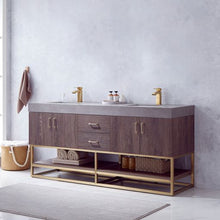 Load image into Gallery viewer, Vinnova Alistair 72&quot; Double Sink Bath Vanity in North Carolina Oak with Grey Sintered Stone Top- Vinnova