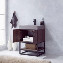 Load image into Gallery viewer, Vinnova Alistair 24B&quot; Single Sink Bath Vanity in North Carolina Oak with Grey Sintered Stone Top- Vinnova