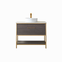 Load image into Gallery viewer, Vinnova Murcia 36G&quot; Single Sink Bath Vanity in Suleiman Oak with White Composite Grain Stone Countertop- Vinnova