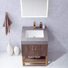Load image into Gallery viewer, Vinnova Alistair 24&quot; Single Sink Bath Vanity in North Carolina Oak with Grey Sintered Stone Top and Mirror- Vinnova