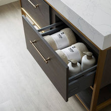 Load image into Gallery viewer, Vinnova Palma 48G&quot; Single Sink Bath Vanity in Suleiman Oak with White Composite Grain Stone Countertop and Mirror- Vinnova