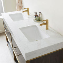 Load image into Gallery viewer, Vinnova Palma 60G&quot; Double Sink Bath Vanity in Suleiman Oak with White Composite Grain Stone Countertop- Vinnova