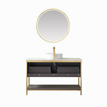 Load image into Gallery viewer, Vinnova Murcia 48G&quot; Single Sink Bath Vanity in Suleiman Oak with White Composite Grain Stone Countertop and Mirror- Vinnova