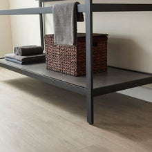 Load image into Gallery viewer, Vinnova Lleida 60&quot; Single Sink Bath Vanity in Matt Black Metal Support with Grey Sintered Stone Top and Mirror- Vinnova