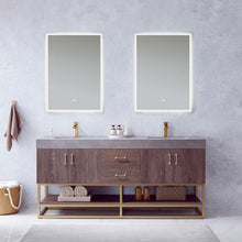 Load image into Gallery viewer, Vinnova Alistair 72&quot; Double Sink Bath Vanity in North Carolina Oak with Grey Sintered Stone Top and Mirror- Vinnova
