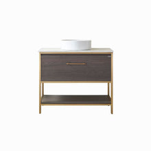 Load image into Gallery viewer, Vinnova Murcia 36G&quot; Single Sink Bath Vanity in Suleiman Oak with White Composite Grain Stone Countertop- Vinnova