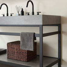 Load image into Gallery viewer, Vinnova Lleida 60&quot; Single Sink Bath Vanity in Matt Black Metal Support with Grey Sintered Stone Top- Vinnova