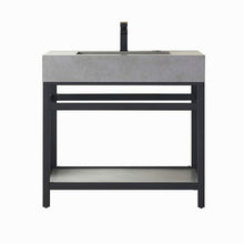 Load image into Gallery viewer, Vinnova Bilbao 36" Single Vanity with Matte black stainless steel bracket match with Grey Sintered Stone Top- Vinnova