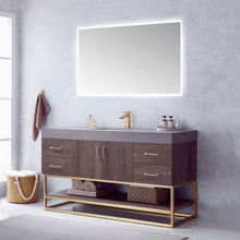 Load image into Gallery viewer, Vinnova Alistair 60&quot; Single Sink Bath Vanity in North Carolina Oak with Grey Sintered Stone Top and Mirror- Vinnova