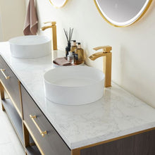 Load image into Gallery viewer, Vinnova Murcia 84G&quot; Double Sink Bath Vanity in Suleiman Oak with White Composite Grain Stone Countertop and Mirror- Vinnova