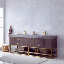 Load image into Gallery viewer, Vinnova Alistair 84&quot; Double Sink Bath Vanity in North Carolina Oak with Grey Sintered Stone Top- Vinnova