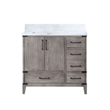 Load image into Gallery viewer, Vinnova Zaragoza 36" Single Sink Bath Vanity in Classical Grey with White Composite Grain Stone Countertop- Vinnova
