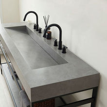 Load image into Gallery viewer, Vinnova Lleida 72&quot; Single Sink Bath Vanity in Matt Black Metal Support with Grey Sintered Stone Top- Vinnova