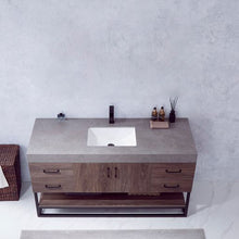 Load image into Gallery viewer, Vinnova Alistair 60B&quot; Single Sink Bath Vanity in North Carolina Oak with Grey Sintered Stone Top- Vinnova