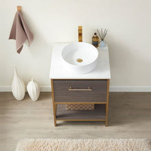 Load image into Gallery viewer, Vinnova Murcia 24G&quot; Single Sink Bath Vanity in Suleiman Oak with White Composite Grain Stone Countertop- Vinnova