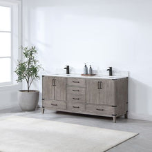 Load image into Gallery viewer, Vinnova Zaragoza 72&quot; Double Sink Bath Vanity in Classical Grey with White Composite Grain Stone Countertop- Vinnova