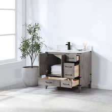 Load image into Gallery viewer, Vinnova Zaragoza 36" Single Sink Bath Vanity in Classical Grey with White Composite Grain Stone Countertop- Vinnova