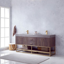Load image into Gallery viewer, Vinnova Alistair 72&quot; Double Sink Bath Vanity in North Carolina Oak with Grey Sintered Stone Top- Vinnova
