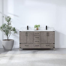 Load image into Gallery viewer, Vinnova Zaragoza 60&quot; Double Sink Bath Vanity in Classical Grey with White Composite Grain Stone Countertop- Vinnova