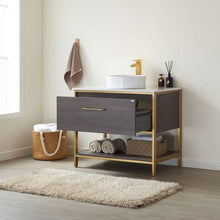 Load image into Gallery viewer, Vinnova Murcia 36G&quot; Single Sink Bath Vanity in Suleiman Oak with White Composite Grain Stone Countertop- Vinnova