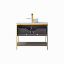 Load image into Gallery viewer, Vinnova Murcia 36G&quot; Single Sink Bath Vanity in Suleiman Oak with White Composite Grain Stone Countertop- Vinnova