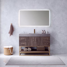 Load image into Gallery viewer, Vinnova Alistair 48&quot; Single Sink Bath Vanity in North Carolina Oak with Grey Sintered Stone Top and Mirror- Vinnova