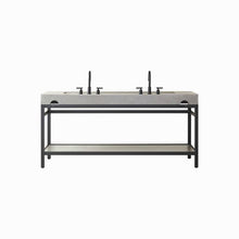 Load image into Gallery viewer, Vinnova Lleida 72&quot; Single Sink Bath Vanity in Matt Black Metal Support with Grey Sintered Stone Top- Vinnova