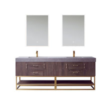 Load image into Gallery viewer, Vinnova Alistair 84&quot; Double Sink Bath Vanity in North Carolina Oak with Grey Sintered Stone Top and Mirror- Vinnova