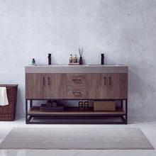 Load image into Gallery viewer, Vinnova Alistair 60B&quot; Double Sink Bath Vanity in North Carolina Oak with Grey Sintered Stone Top- Vinnova