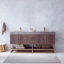 Load image into Gallery viewer, Vinnova Alistair 72&quot; Double Sink Bath Vanity in North Carolina Oak with Grey Sintered Stone Top- Vinnova