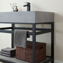 Load image into Gallery viewer, Vinnova Bilbao 36" Single Vanity with Matte black stainless steel bracket match with Grey Sintered Stone Top- Vinnova