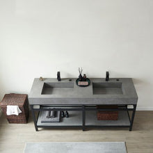 Load image into Gallery viewer, Vinnova Bilbao 72&quot; Double Vanity with Matte black stainless steel bracket match with Grey Sintered Stone Top- Vinnova