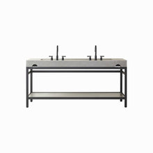 Load image into Gallery viewer, Vinnova Lleida 72&quot; Single Sink Bath Vanity in Matt Black Metal Support with Grey Sintered Stone Top and Mirror- Vinnova