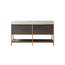 Load image into Gallery viewer, Vinnova Palma 60G&quot; Double Sink Bath Vanity in Suleiman Oak with White Composite Grain Stone Countertop- Vinnova