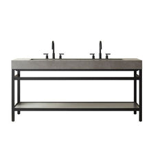 Load image into Gallery viewer, Vinnova Lleida 72&quot; Single Sink Bath Vanity in Matt Black Metal Support with Grey Sintered Stone Top- Vinnova