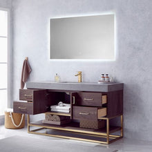 Load image into Gallery viewer, Vinnova Alistair 60&quot; Single Sink Bath Vanity in North Carolina Oak with Grey Sintered Stone Top and Mirror- Vinnova