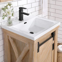 Load image into Gallery viewer, Vinnova Cortes 24&quot; Single Sink Bath Vanity in Weathered Pine with White Drop-In Ceramic Basin and Mirror- Vinnova
