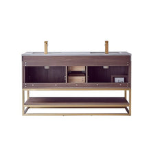 Load image into Gallery viewer, Vinnova Alistair 60&quot; Double Sink Bath Vanity in North Carolina Oak with Grey Sintered Stone Top and Mirror- Vinnova