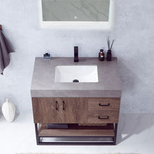 Load image into Gallery viewer, Vinnova Alistair 36B&quot; Single Sink Bath Vanity in North Carolina Oak with Grey Sintered Stone Top and Mirror- Vinnova