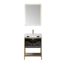 Load image into Gallery viewer, Vinnova Palma 24G&quot; Single Sink Bath Vanity in Suleiman Oak with White Composite Grain Stone Countertop and Mirror- Vinnova