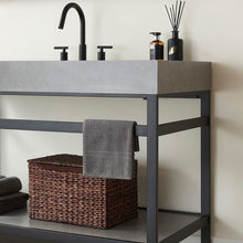 Load image into Gallery viewer, Vinnova Lleida 48&quot; Single Sink Bath Vanity in Matt Black Metal Support with Grey Sintered Stone Top- Vinnova