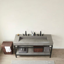 Load image into Gallery viewer, Vinnova Lleida 60&quot; Single Sink Bath Vanity in Matt Black Metal Support with Grey Sintered Stone Top- Vinnova