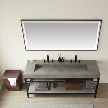 Load image into Gallery viewer, Vinnova Lleida 72&quot; Single Sink Bath Vanity in Matt Black Metal Support with Grey Sintered Stone Top and Mirror- Vinnova