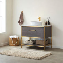 Load image into Gallery viewer, Vinnova Murcia 36G&quot; Single Sink Bath Vanity in Suleiman Oak with White Composite Grain Stone Countertop- Vinnova