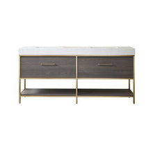 Load image into Gallery viewer, Vinnova Palma 72G&quot; Double Sink Bath Vanity in Suleiman Oak with White Composite Grain Stone Countertop- Vinnova