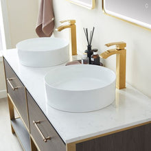 Load image into Gallery viewer, Vinnova Murcia 60G&quot; Double Sink Bath Vanity in Suleiman Oak with White Composite Grain Stone Countertop and Mirror- Vinnova