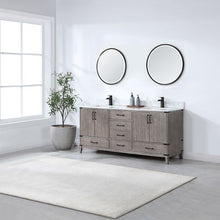 Load image into Gallery viewer, Vinnova Zaragoza 72&quot; Double Sink Bath Vanity in Classical Grey with White Composite Grain Stone Countertop and Mirror- Vinnova