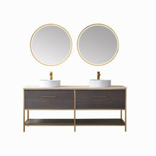 Load image into Gallery viewer, Vinnova Murcia 72G&quot; Double Sink Bath Vanity in Suleiman Oak with White Composite Grain Stone Countertop and Mirror- Vinnova