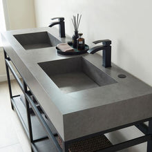 Load image into Gallery viewer, Vinnova Bilbao 72&quot; Double Vanity with Matte black stainless steel bracket match with Grey Sintered Stone Top- Vinnova