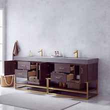 Load image into Gallery viewer, Vinnova Alistair 84&quot; Double Sink Bath Vanity in North Carolina Oak with Grey Sintered Stone Top- Vinnova